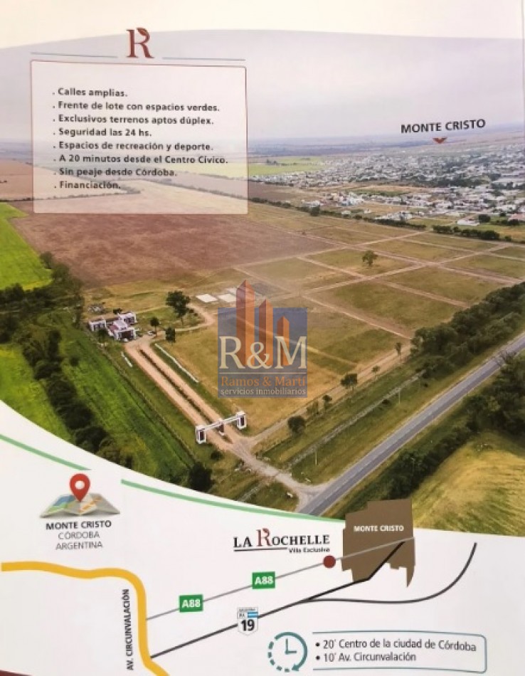 MONTECRISTO: LOTES BARRIO CERRADO CON MINIMA ENTREGA